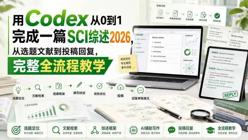 用Codex从0到1完成一篇SCI综述2026，从选题文献到投稿回复，完整全流程教学-北极星资源库