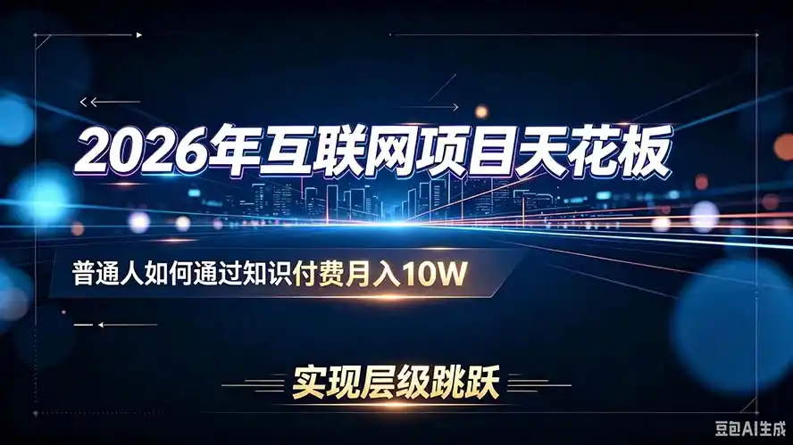 2026年互联网项目天花板：普通人如何通过知识付费月入10W，实现层级跳跃-北极星资源库