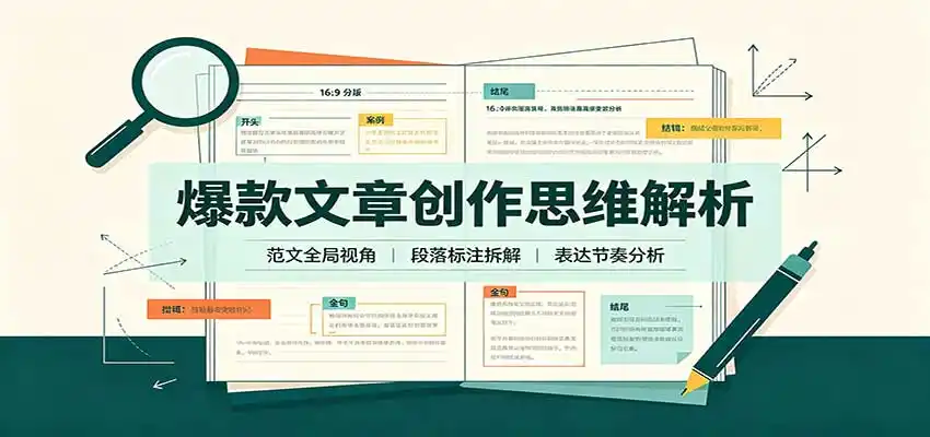 爆款文章创作思维解析：全局视角拆解范文，梳理行文逻辑，搭配真实拆文实操案例-北极星资源库