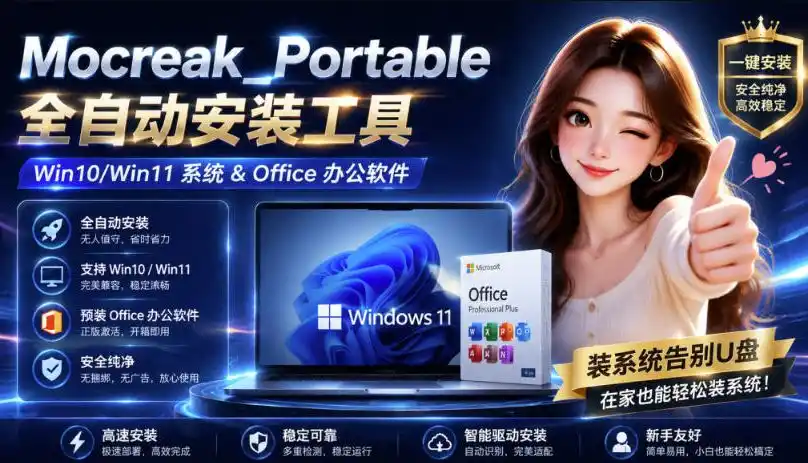 Mocreak全自动安装office和win10、win11系统，告别U盘装系统，使用安全可靠-北极星资源库