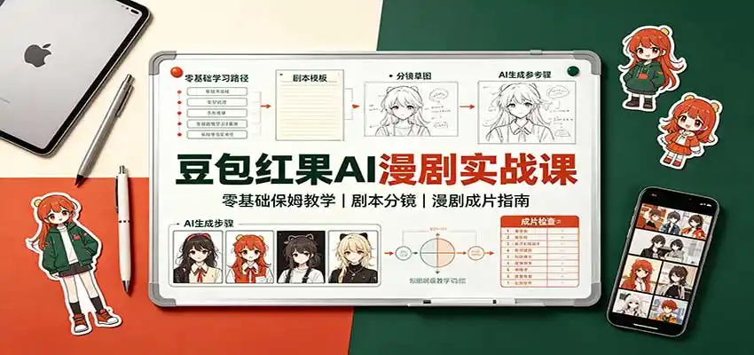 豆包红果AI漫剧实战课：零基础保姆教学，剧本分镜，漫剧成片指南-北极星资源库