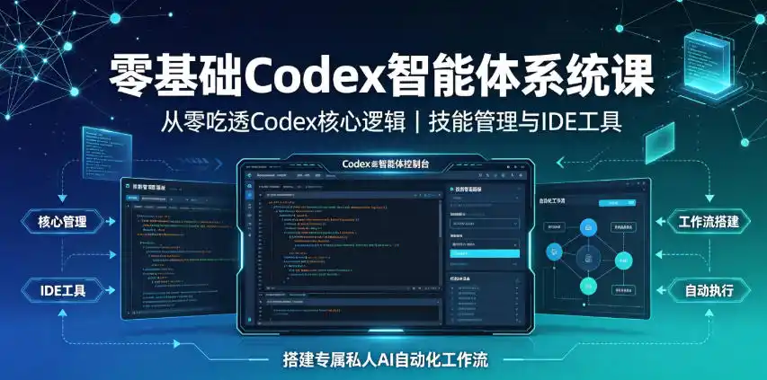 零基础Codex智能体系统课｜从零吃透Codex核心逻辑、技能管理与IDE工具，搭建专属私人AI自动化工作流-北极星资源库