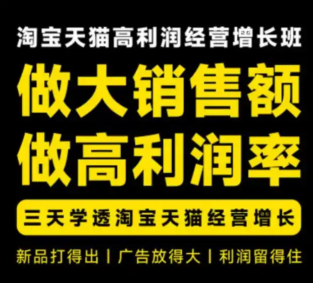 天猫淘宝高利润经营增长班杭州线下课31期8月22-24日，做大销售额做高利润率，三天学透淘宝天猫经营增长-北极星资源库