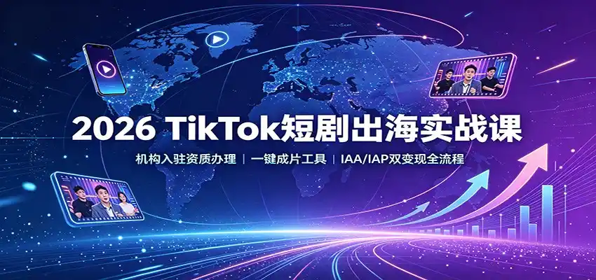 2026 TikTok短剧出海实战课:机构入驻资质办理,一键成片工具,IAA/IAP双变现全流程-北极星资源库