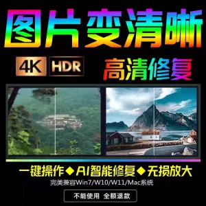 智能AI：图片相片模糊变清晰/高清修复无损放大/黑白上色彩色软件-北极星资源库