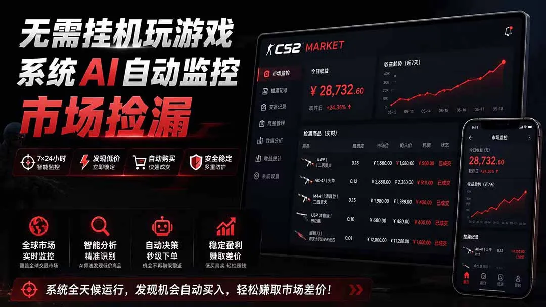 系统AI自动监控市场捡漏,不用玩游戏|只需要一部手机|支持任何形式数据验证-北极星资源库
