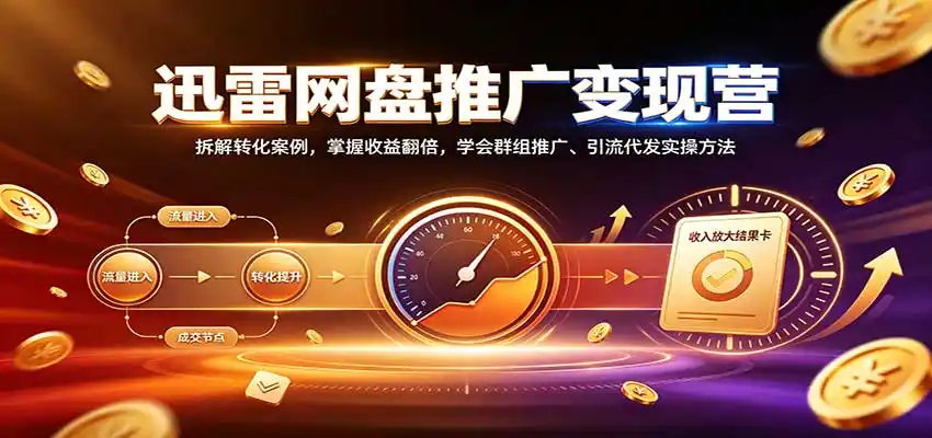 迅雷网盘推广变现营：拆解转化案例，掌握收益翻倍，学会群组推广、引流代发实操方法-北极星资源库