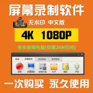 电脑高清1080P录屏录制软件屏幕视频声音录像工具4K无水印mp4格式-北极星资源库