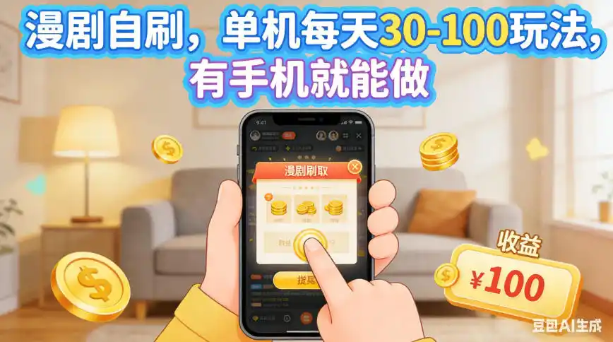 漫剧自刷，单机每天30-100玩法，有手机就能做，可矩阵操作放大收益【揭秘】-北极星资源库