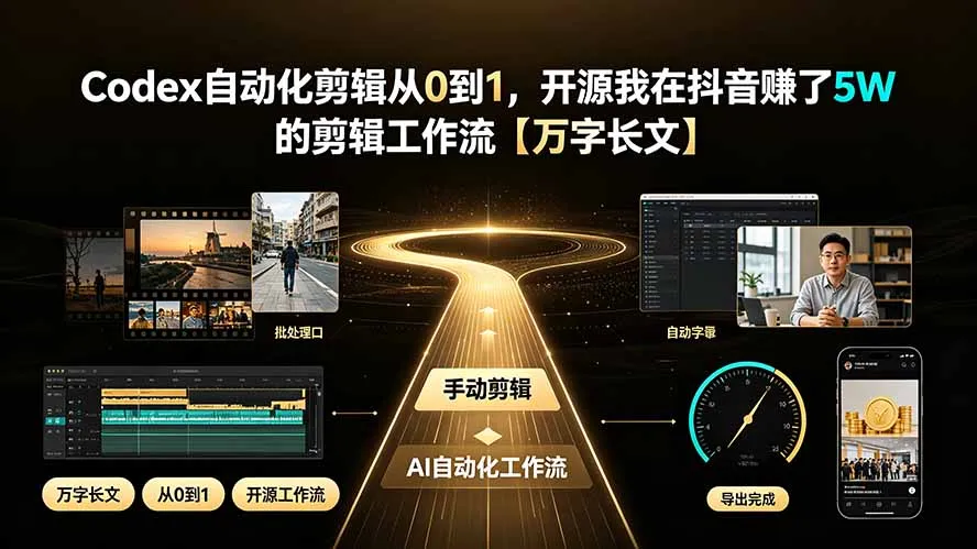 Codex自动化剪辑从0到1，开源我在抖音赚了5W 的剪辑工作流【万字长文】-北极星资源库