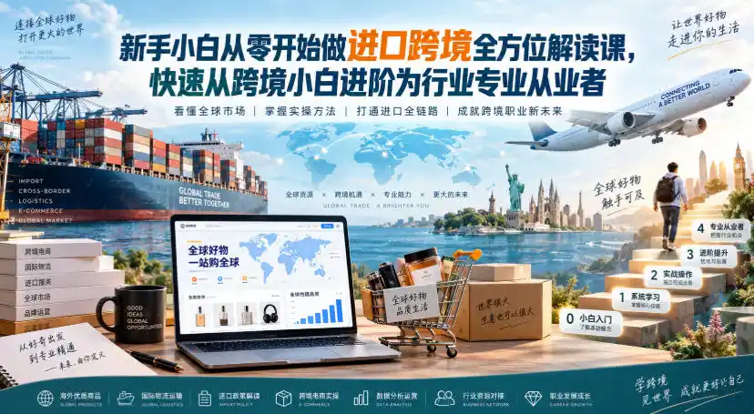 新手小白从零开始做进口跨境全方位解读课，快速从跨境小白进阶为行业专业从业者-北极星资源库
