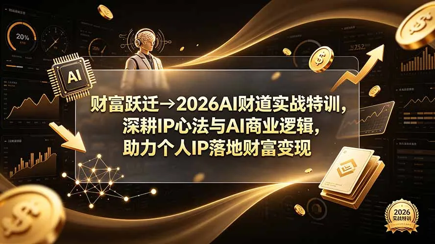 财富跃迁→2026AI财道实战特训，深耕IP心法与AI商业逻辑，助力个人IP落地财富变现-北极星资源库