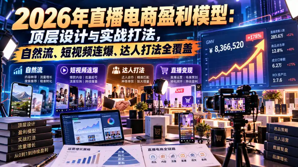 2026年直播电商盈利模型：顶层设计与实战打法，自然流、短视频连爆、达人打法全覆盖-北极星资源库