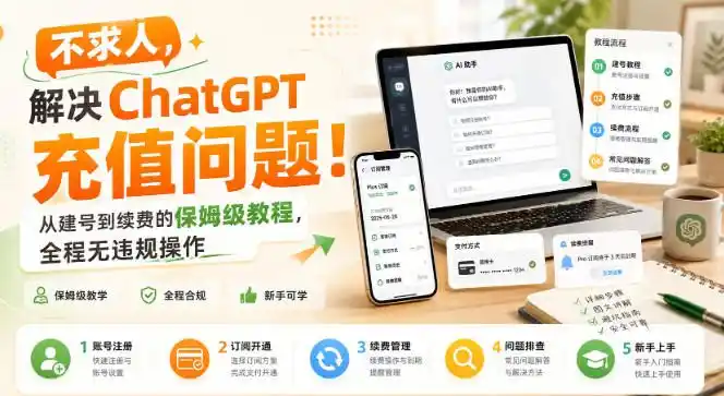 不求人，解决ChatGPT充值问题！从建号到续费的保姆级教程，全程无违规操作-北极星资源库